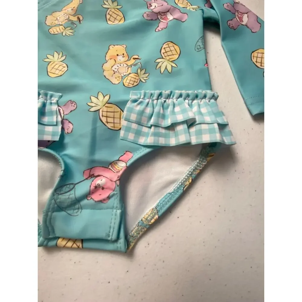 Care Bears Baby Long Sleeve One Piece Swimsuit Infant Girls Size 3-6 Months